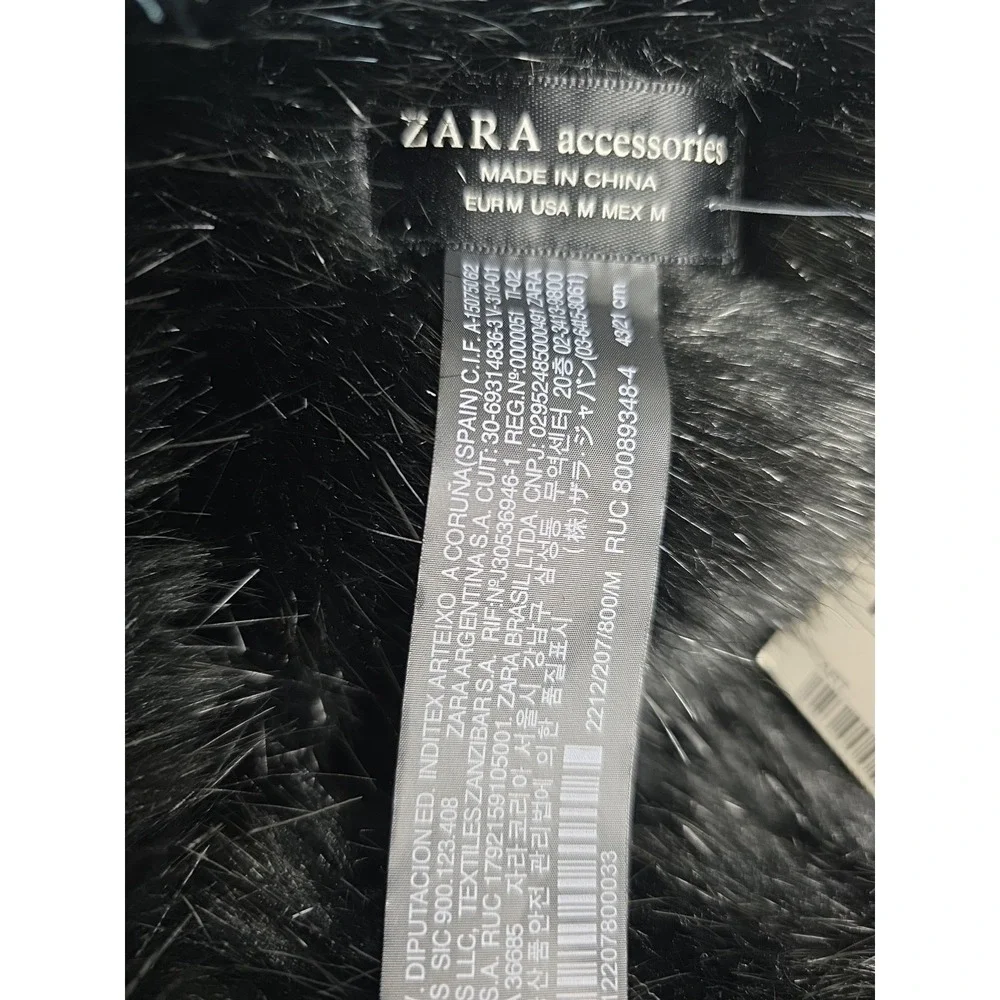 Zara Black Faux Fur Infinity Circle Winter Neck Warmer Scarf Luxurious Black New
